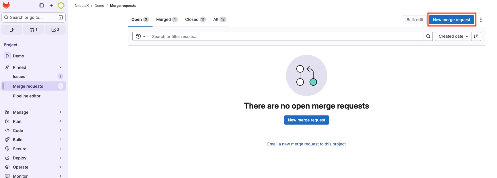 Opening a merge request