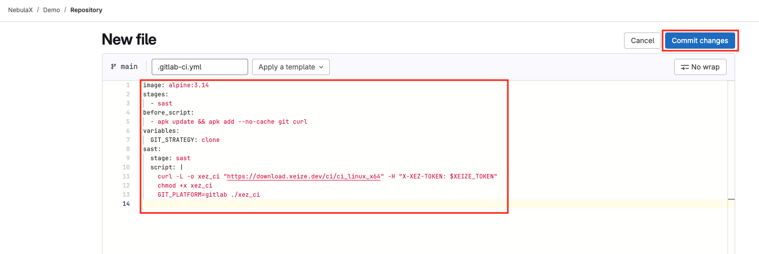 Saving the pipeline configuration