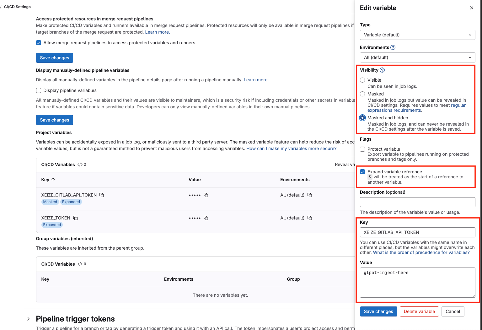 Adding a GitLab CI/CD variable